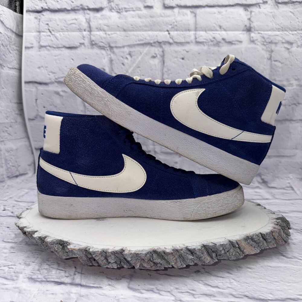 Nike SB Boys Blazer Mid Royal Blue / White Sneaker Size 6 Shoes - Picture 7 of 10